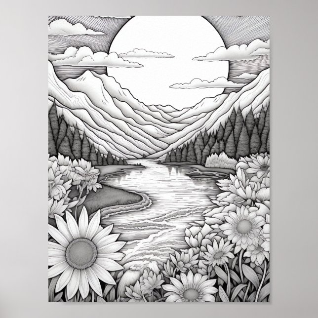 Relaxing Landscape Colouring Poster (Front)