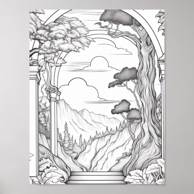 Relaxing Landscape Colouring Poster (Front)