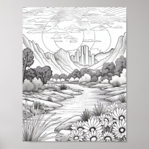 Relaxing Landscape Colouring Poster