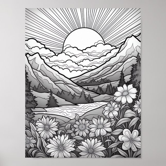 Relaxing Landscape Colouring Poster (Front)