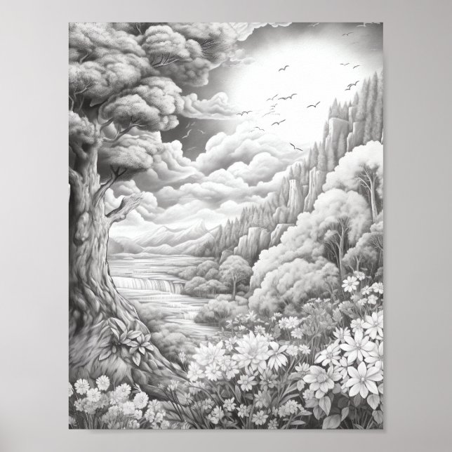Relaxing Landscape Colouring Poster (Front)