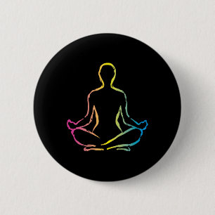 Relaxing Meditation Zen Yoga Sukhasana Pose Design 6 Cm Round Badge