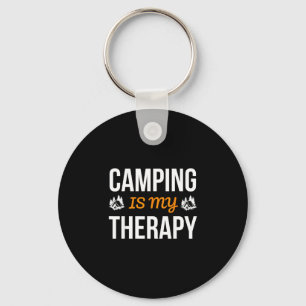 Relaxing outdoor quote camping is therapy nature key ring