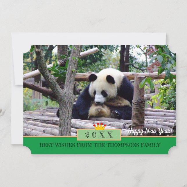 Relaxing Panda & Happy New Year! Card /China (Front)