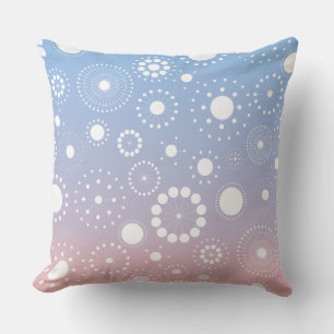 Relaxing Pink And Blue With White Circles & Stars Cushion
