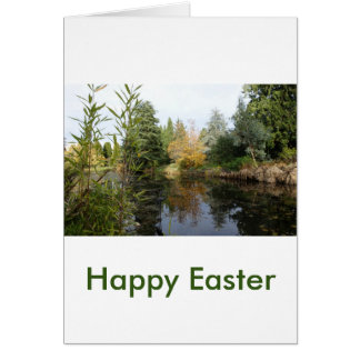 relaxing pond Easter greeting card
