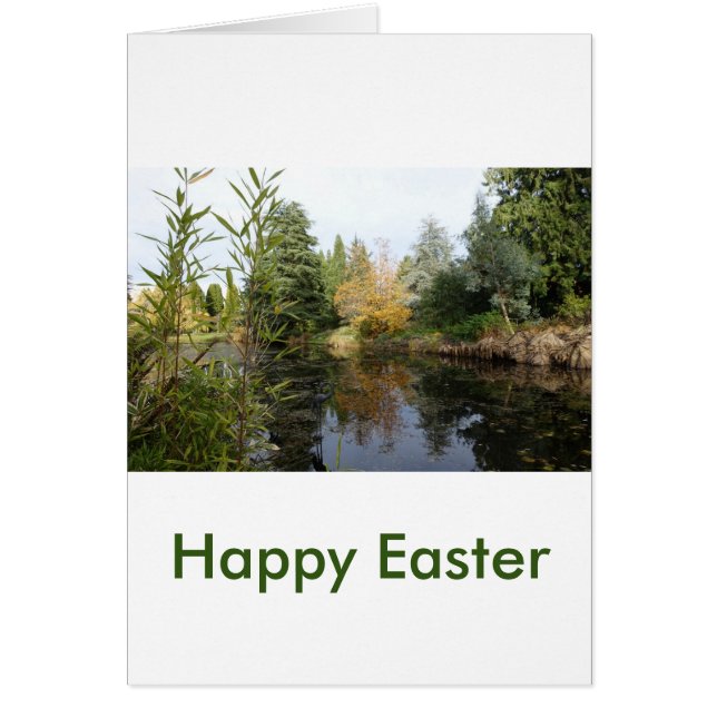 relaxing pond Easter greeting card (Front)