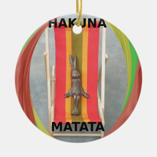 Relaxing Rabbit Vector Artwork Print Design Ceramic Tree Decoration (Front)