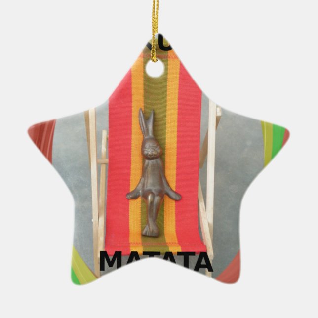 Relaxing Rabbit Vector Artwork Print Design Ceramic Tree Decoration (Front)