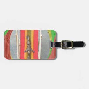 Relaxing Rabbit Vector Artwork Print Design Luggage Tag
