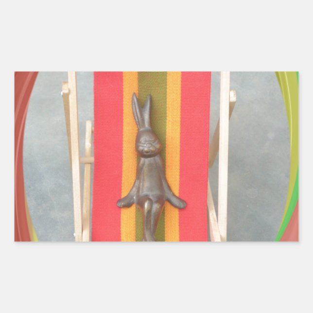 Relaxing Rabbit Vector Artwork Print Design Rectangular Sticker (Front)