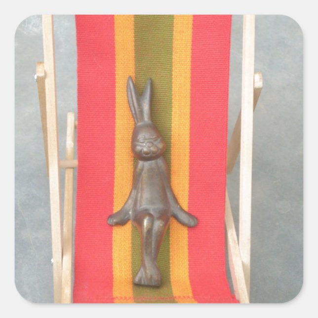 Relaxing Rabbit Vector Artwork Print Design Square Sticker (Front)