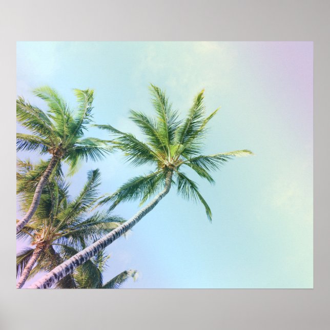 Relaxing Rainbow Colour Palm Trees Poster (Front)