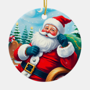 🎄 Relaxing Santa Sleigh Glow ❄️ Festive Holiday Ceramic Tree Decoration