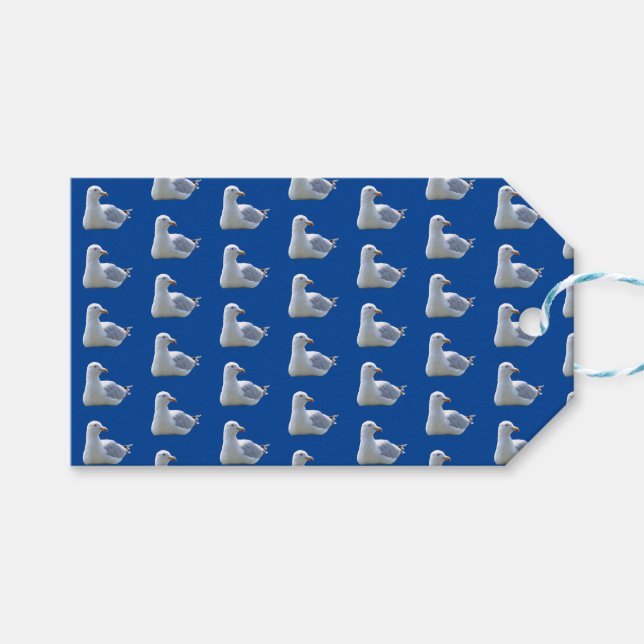 Relaxing Seagull by the Sea | Coastal Blue Seaside Gift Tags (Front (Horizontal))