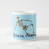 Relaxing skeleton says "Break time"