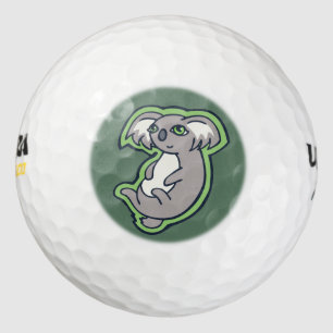 Relaxing Smile Grey Koala Green Drawing Design Golf Balls