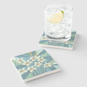 Relaxing Summer Abstract Modern Floral Stone Coaster