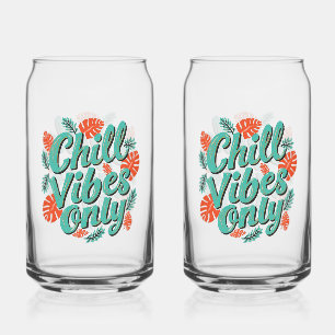Relaxing Summer Chill Vibes Only Typography Can Glass