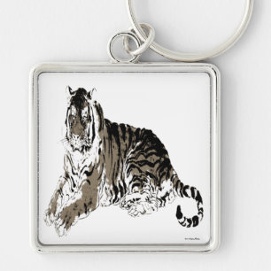 Relaxing Tiger Keychain