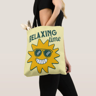 RELAXING time smiling sun with sunglasses Tote Bag