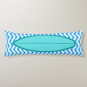 Relaxing Turquoise Blue Waves Surfing Body Pillow