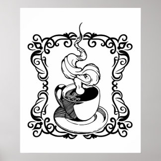 Relaxing With a Hot Cup of Coffee Poster