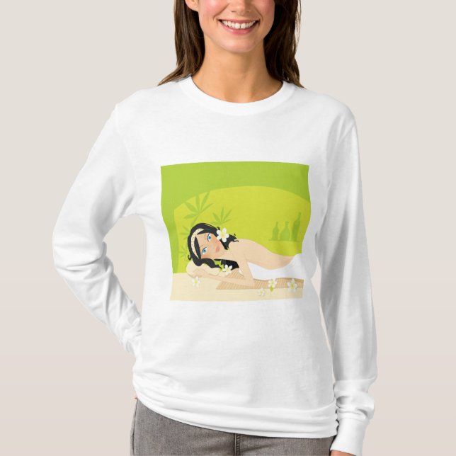 Relaxing Zen Spa Woman Tropical Wellness T-Shirt (Front)