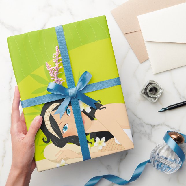 Relaxing Zen Spa Woman Tropical Wellness Wrapping Paper (Creator Uploaded)