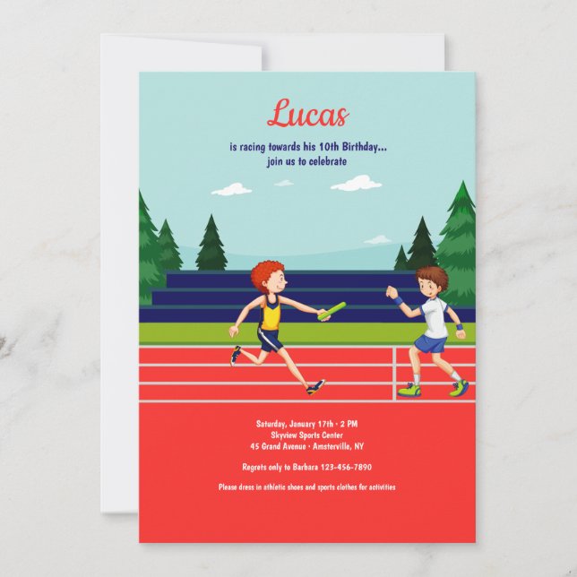 Relay Race Birthday Party Invitation (Front)