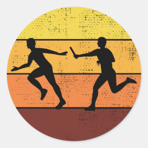Relay Race Run Athlete Track and Field Running Classic Round Sticker