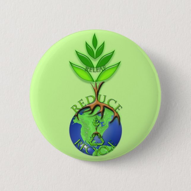 Releaf Reduce Recycle 6 Cm Round Badge (Front)