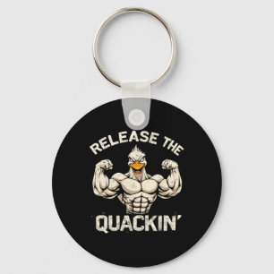 Release The Quackin' Muckle Duck Bodybuilder Joke  Key Ring