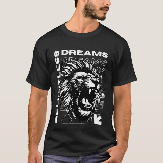 Relentless Dreams Roaring Lion Streetwear T-Shirt (Front)