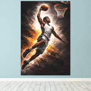 Relentless Elevation – Basketball Power Dunk Canvas Print