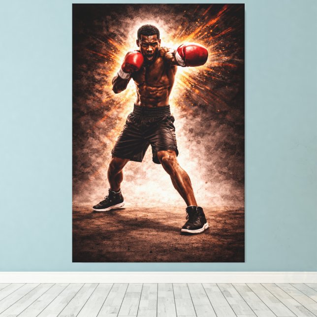 Relentless Force – Boxing Power Canvas Print (Insitu(Wood Floor))