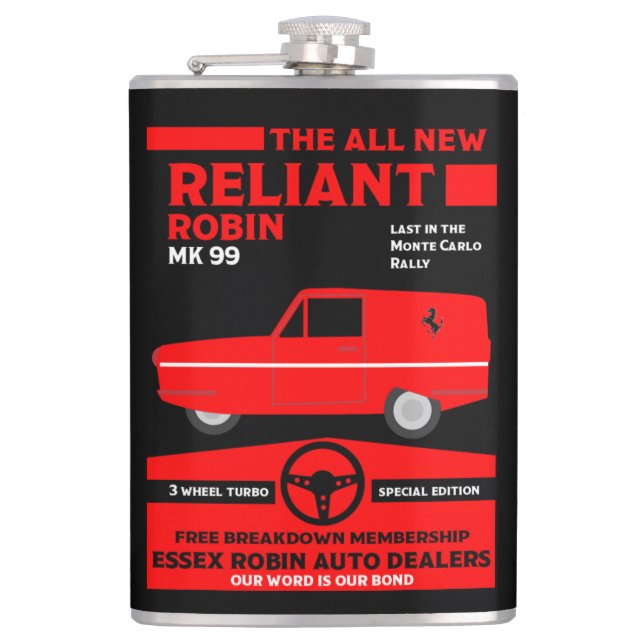 Reliant Robin Car Hip Flask (Front)