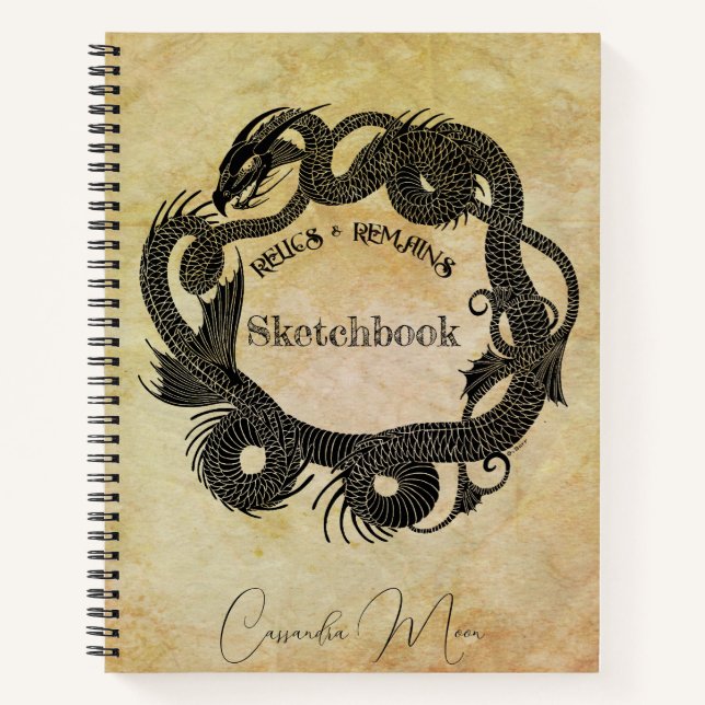Relics & Remains Personalised Dragon Sketchbook Notebook (Front)