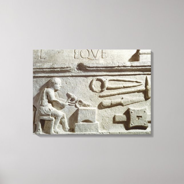 Relief depicting a blacksmith's shop and tools canvas print (Front)