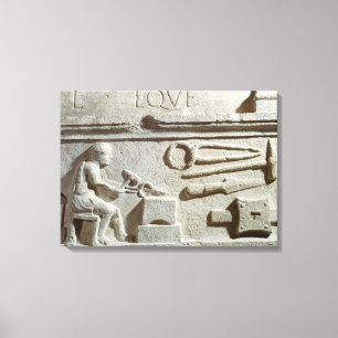 Relief depicting a blacksmith's shop and tools canvas print