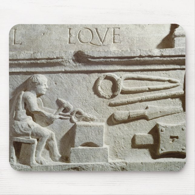 Relief depicting a blacksmith's shop and tools mouse pad (Front)