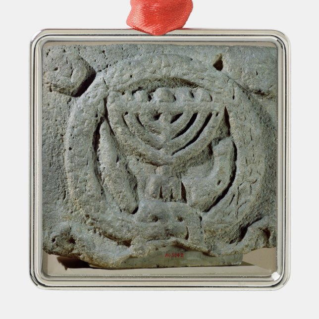 Relief depicting a menorah metal tree decoration (Front)