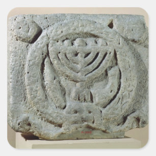 Relief depicting a menorah square sticker