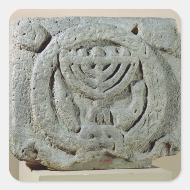 Relief depicting a menorah square sticker (Front)