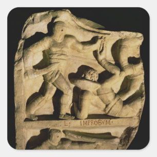 Relief depicting a samnite defeating a retiarius square sticker