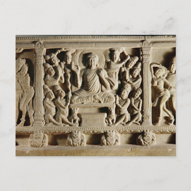 Relief depicting a Seated Buddha preaching Postcard (Front)