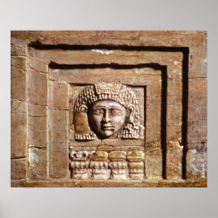 Relief depicting a woman at a window poster