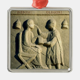 Relief depicting an oculist examining a patient metal tree decoration