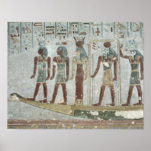 Relief depicting Khnum in a funerary  barque Poster