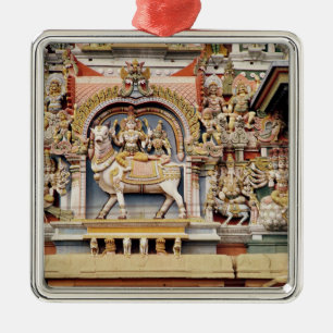 Relief depicting Shiva and Parvati riding Metal Tree Decoration